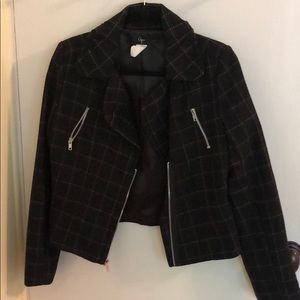 Aqua Plaid Wool Blazer Jacket